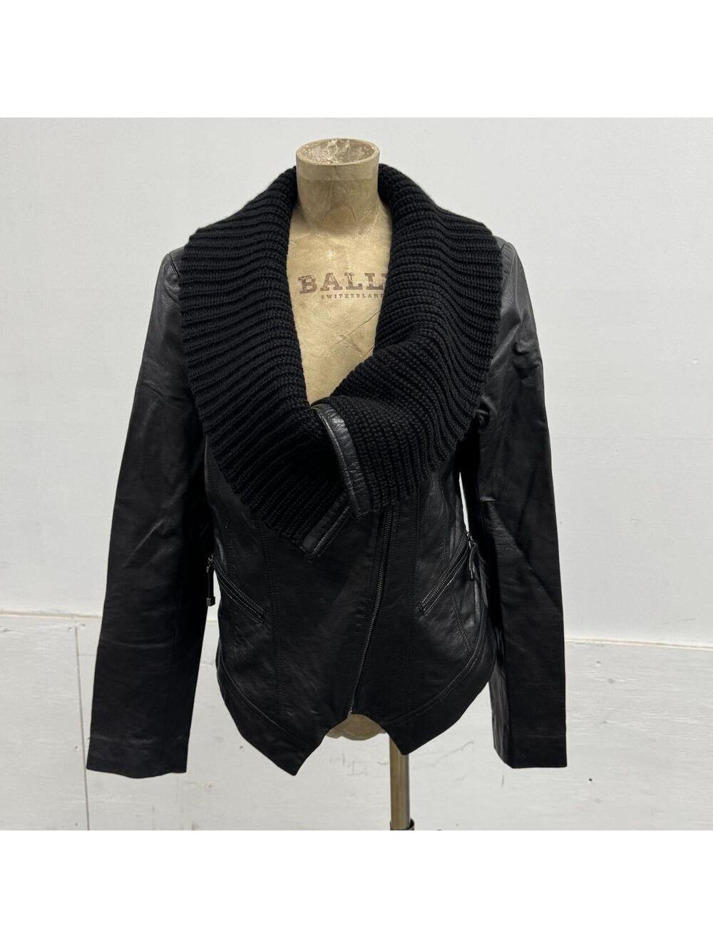 Vintage Black Funnel Neck Asymmetric Avant Garde Leather Jacket - Picture 2 of 7